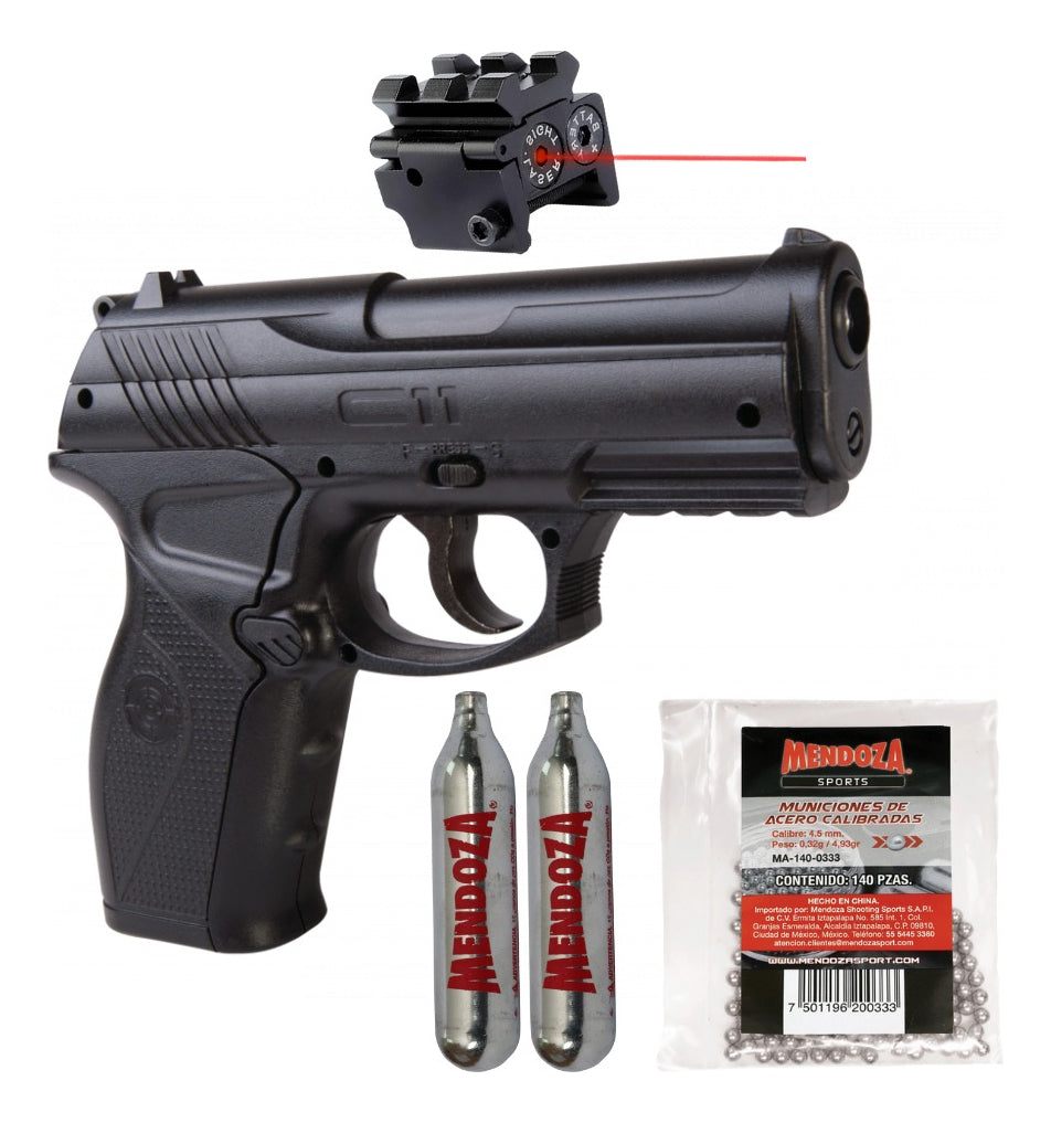 Kit Pistola Crosman C11 4.5mm + Balines+ 2 Co2+ Mira