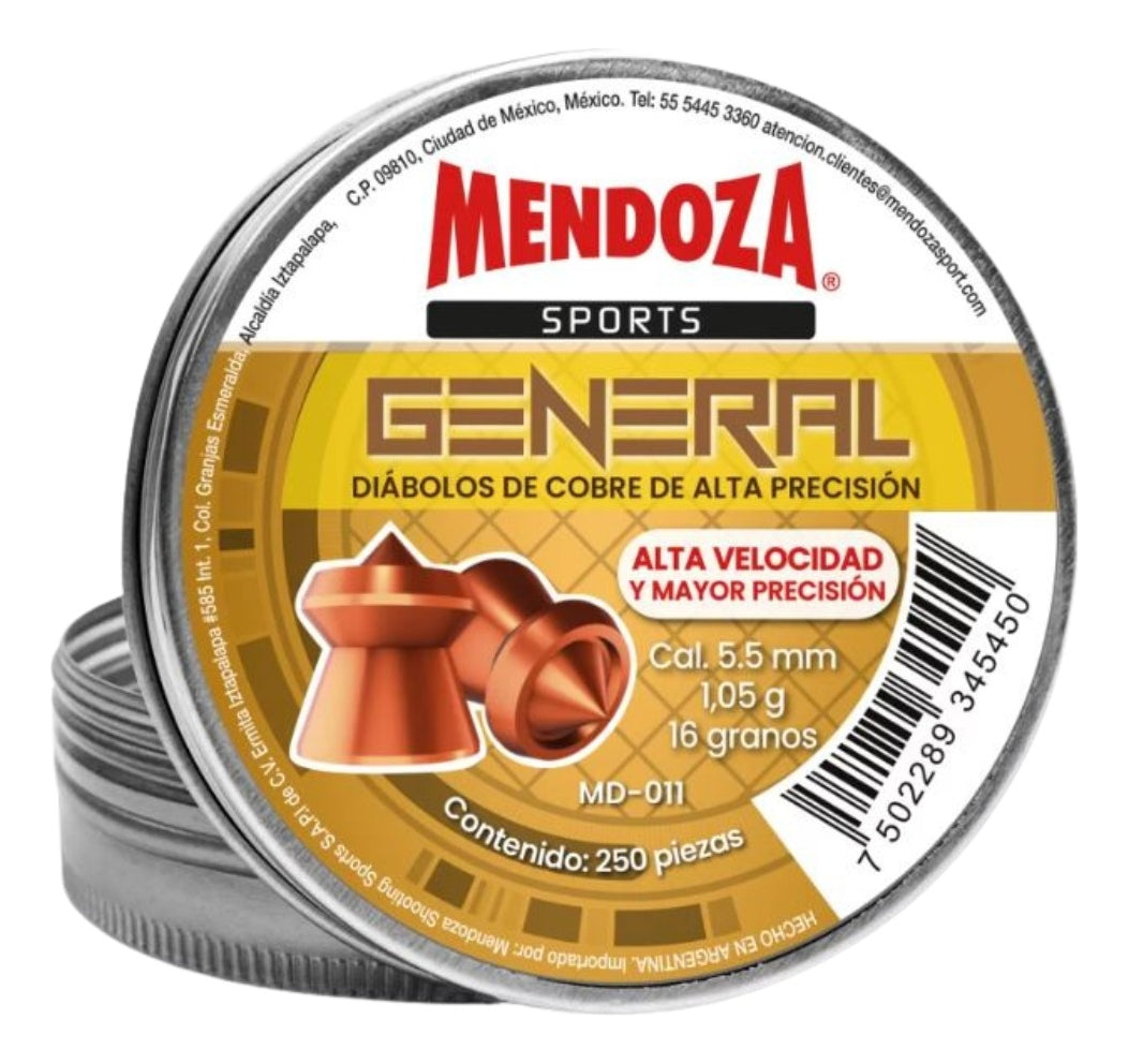 Diábolos Mendoza General Md-011 Cobre Punta Flecha 5.5 250pz