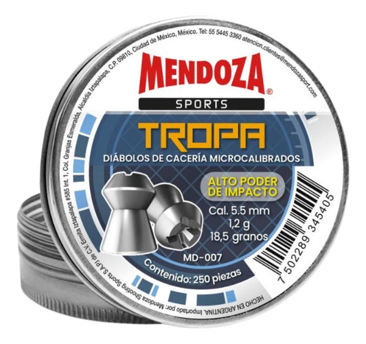 Diábolos Mendoza Tropa Md-007 Expansivos 5.5mm 250pz.