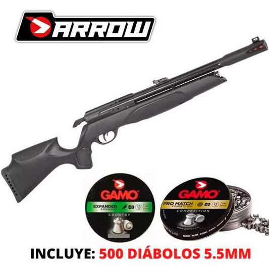 Rifle Pcp Gamo Arrow De 10 Tiros Cal. 5.5mm + 500 Diabolos