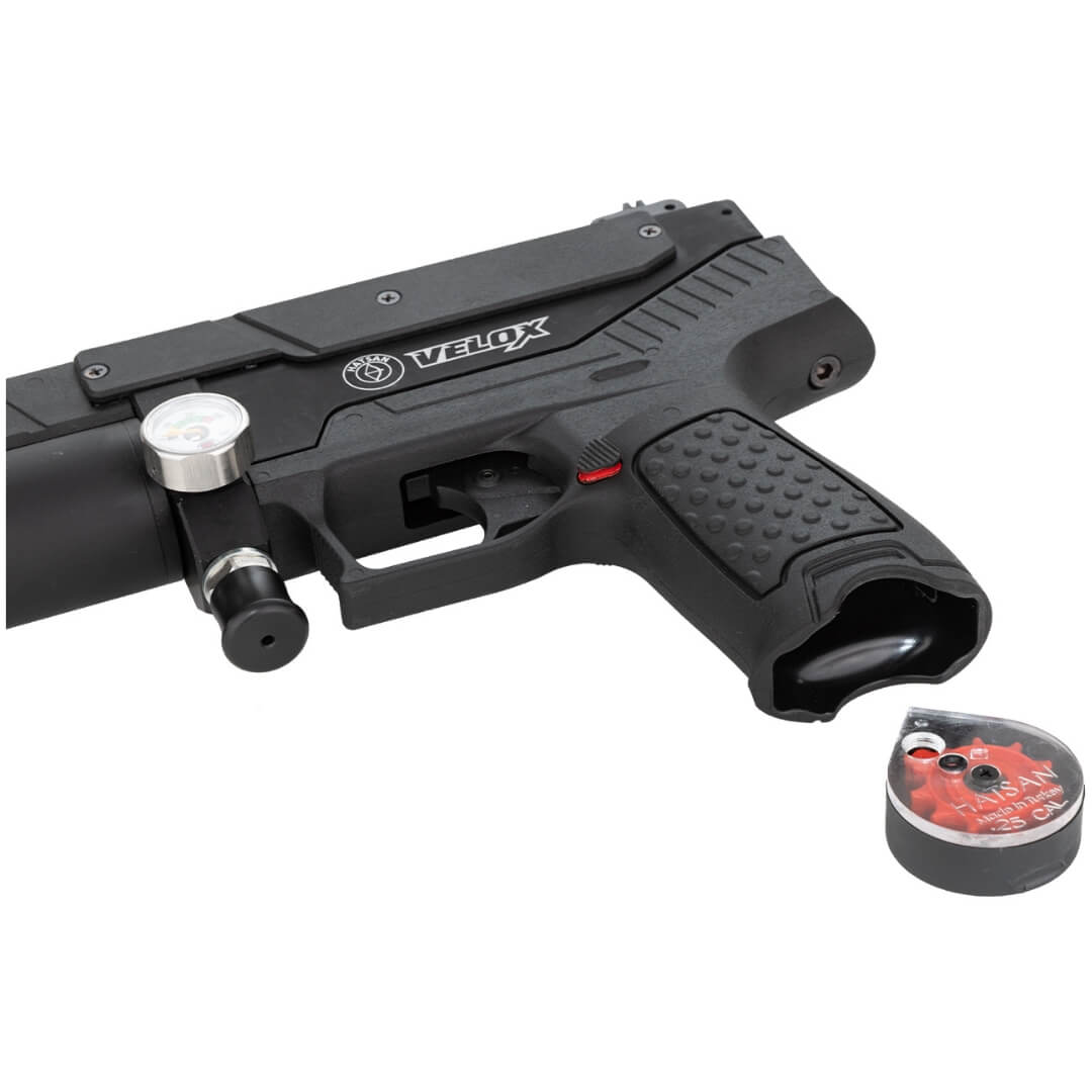 Pistola Pcp Hatsan Velox 5.5mm Semiautomática 12 Tiros Negra